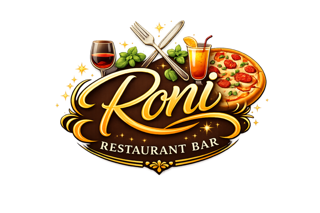 roni restaurant bar logo design 2 2
